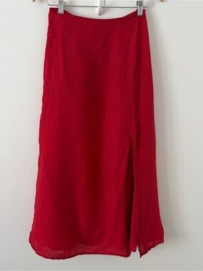Idillio Positano Italy 100% Linen Red Maxi Skirt Women’s Small Made in Italy*20
